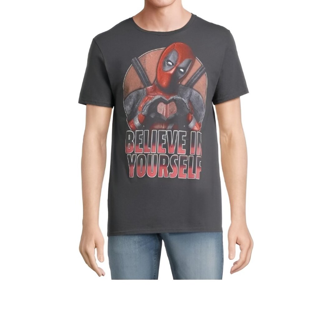 New:  Small Men's Deadpool Believe in Yourself Graphic Tee